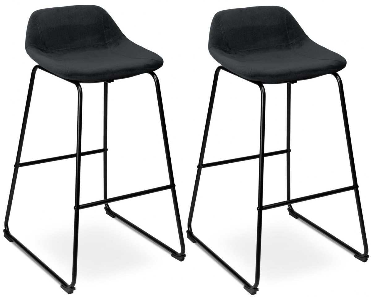 Krzesło barowe SLIGO aksamitne czarne VELVET komplet 2 sztuk