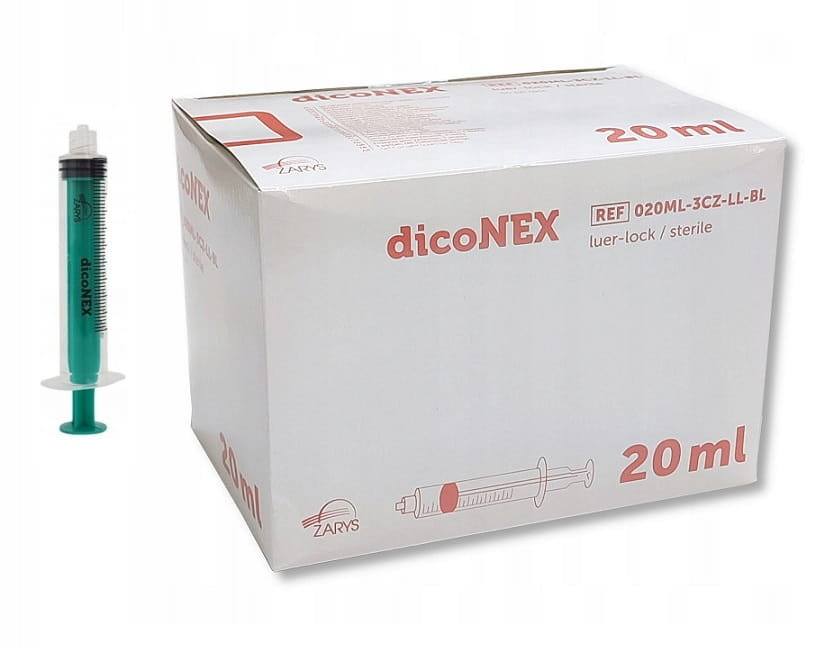 DicoNex Strzykawka DicoNex 3-częściowa Luer- Lock 50 szt. 20 ml |   NN-MZA-BLLB-020