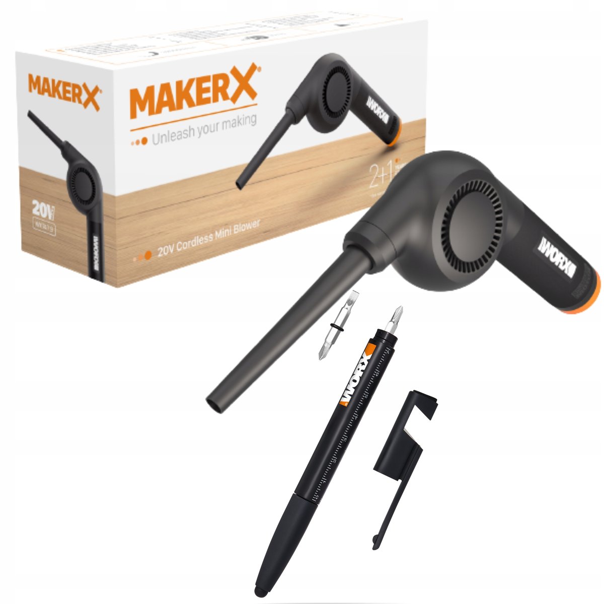 Bezszczotkowa minidmuchawa MakerX WORX + Długopis