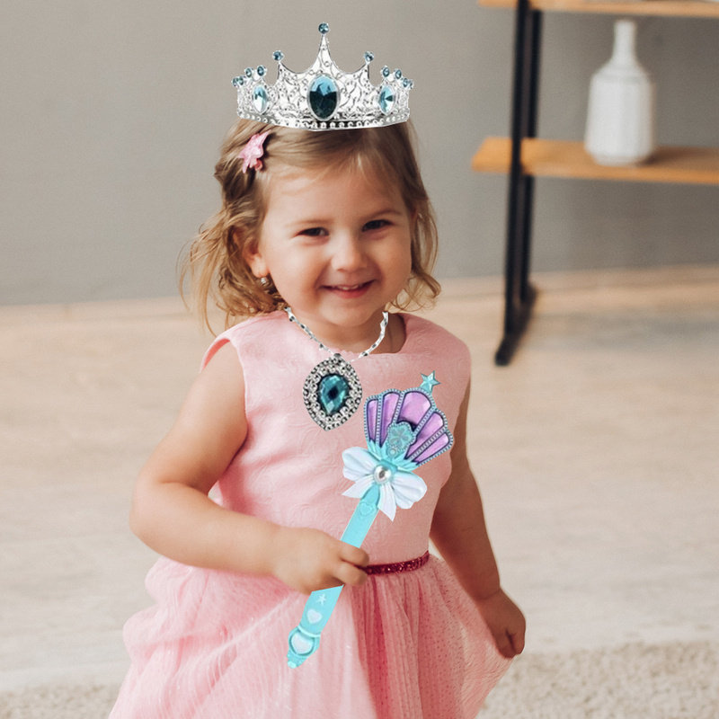 Zestaw Księżniczki Biżuteria W Srebrnym Kolorze ze Świecącym Berłem