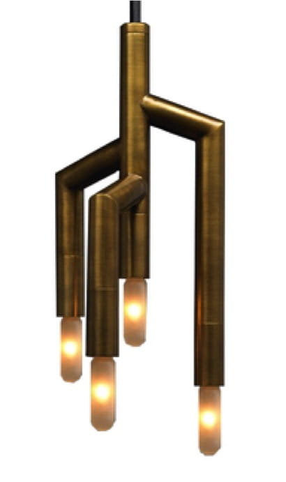 Fork 3D - nowoczesna lampa wisząca - mosiądz Fork
