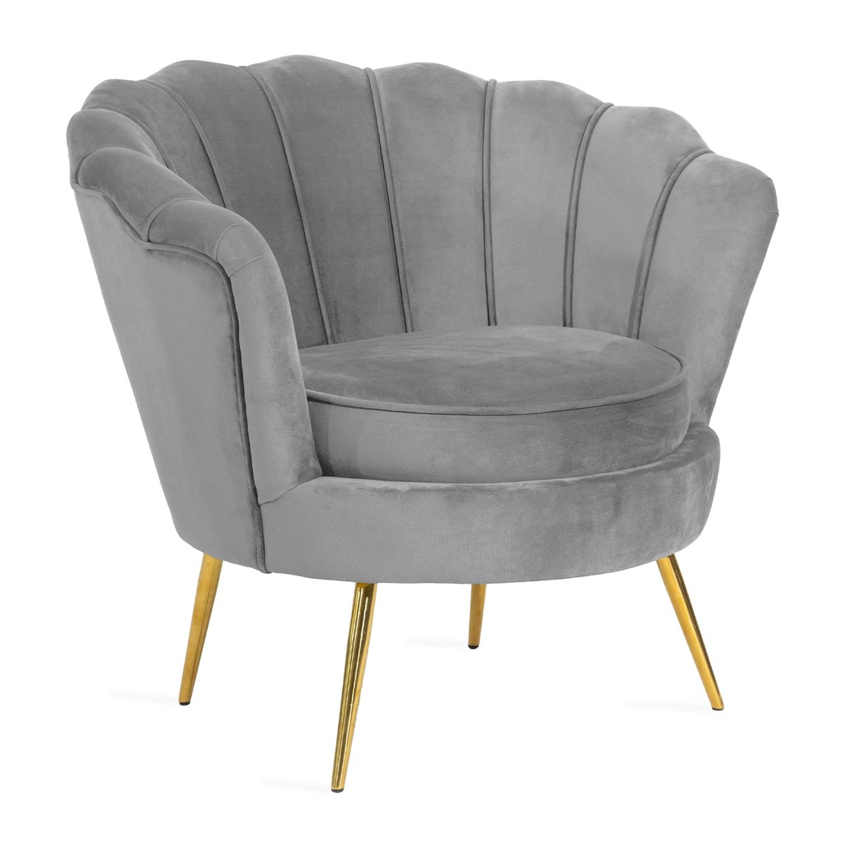 Fotel SHELLY welurowy szary 82x74x76 cm GLAMOUR