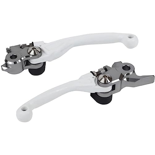 POLISPORT 8487200032 - Zestaw nietłukących się dźwigni składanych obrabianych z aluminium z adapterem kompatybilnym z motocyklami HUSQVARNA, KTM w kolorze białym