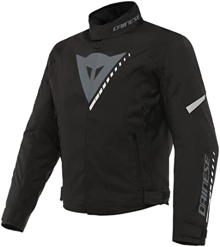 DAINESE Szybka kurtka D-Dry Jacket, Motocykl Kurtka 4 Sezony Wodoodporna Z Wyjmowaną Podszewką Termiczną, Czarny/Charcoal-Gray/Biały, 52
