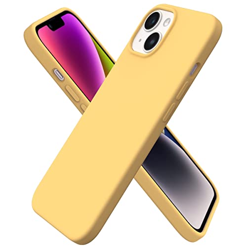 Atiyoo Etui na iPhone 14 Plus, Slim Liquid Silicone Phone Case, silikonowe etui do iPhone 14 Plus, jedwabiste miękkie etui na telefon z ochroną wyświetlacza, żółte