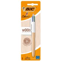 Bic Długopis kulkowy z 4 wkładami 4 Colours Wood Efect