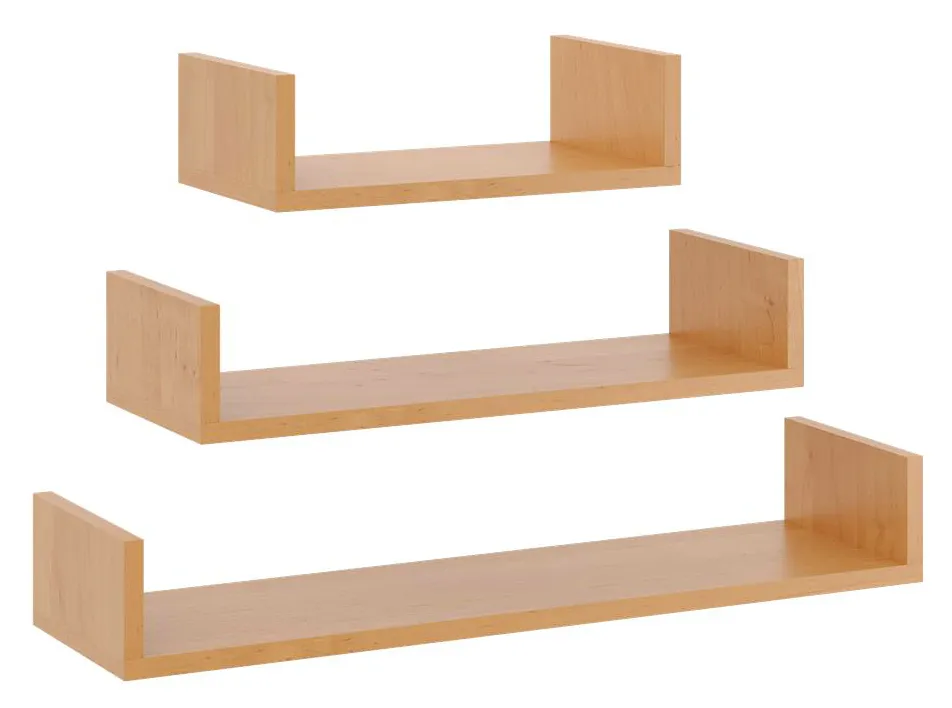 Komplet 3 Półek Ściennych W Olcha 8 Rozmiarów P9-F15