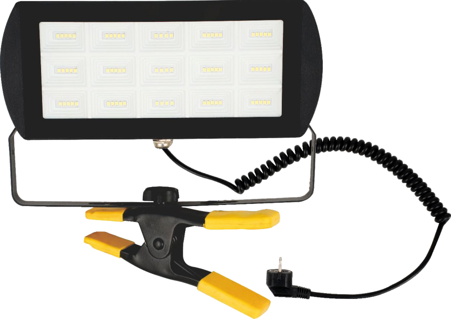 Naświetlacz LED przenośny z klipsem 45W b.zimna 6500K 4500lm klips mocujący do półek IP65 Germina