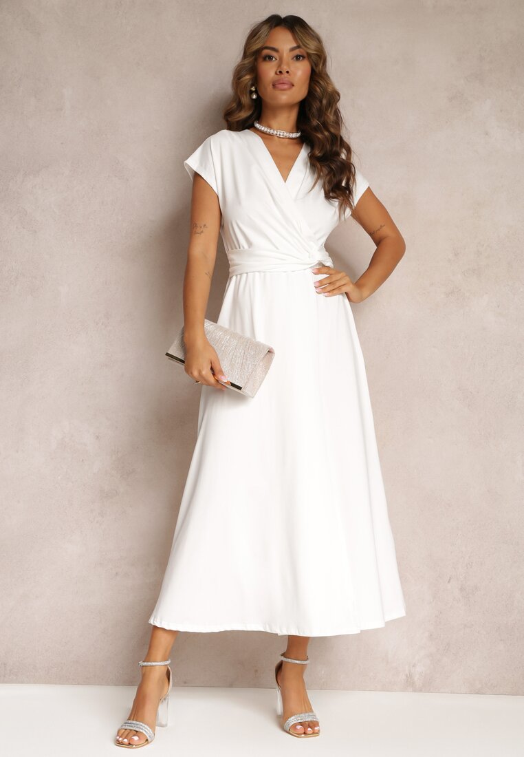Biała Sukienka Kopertowa Appephone