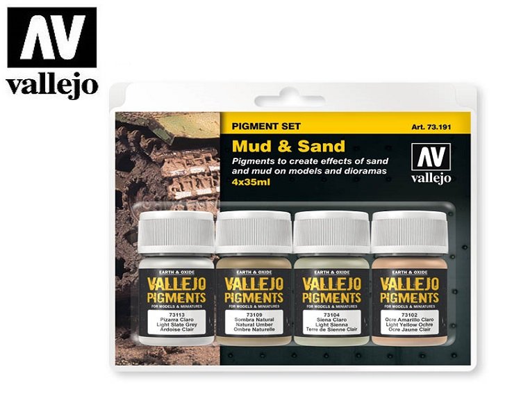 Vallejo Zestaw 4 pigmenty - 35 ml. Mud & Sand Vallejo 73191