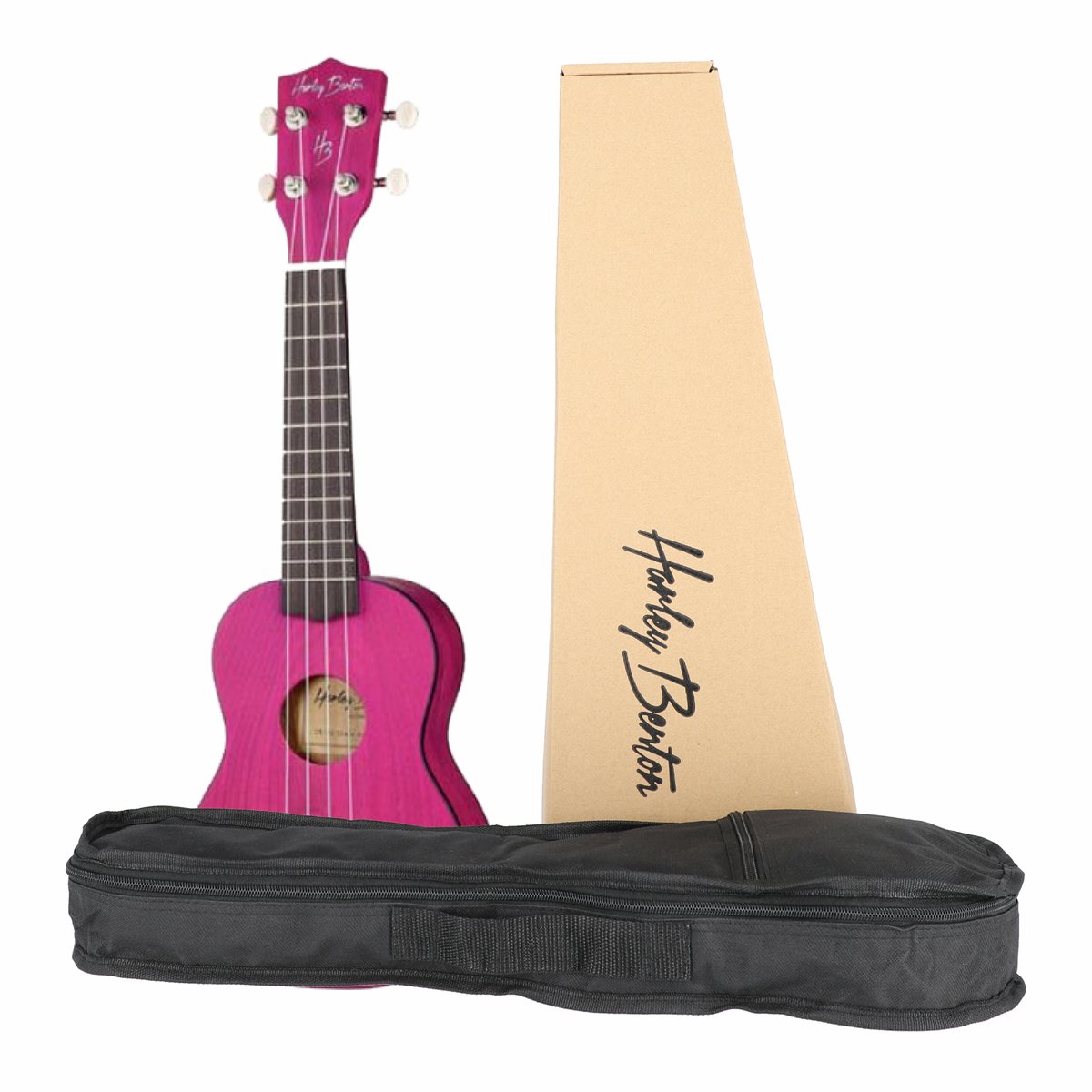 Ukulele sopranowe UK-12 Różowe z pokrowcem drewno Harley Benton