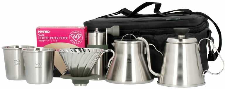 Hario - Outdoor Coffee Full Set - Zestaw akcesoriów kawowych z torbą