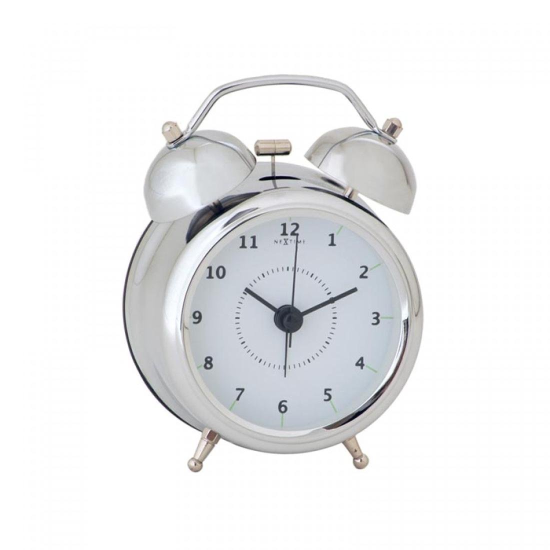 Nextime Budzik Wake Up, srebrny, 12,5 cm