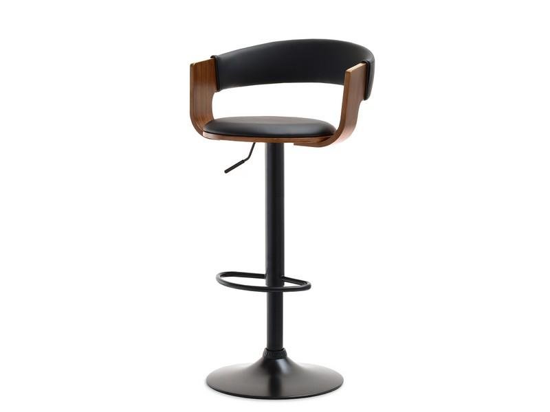 Smukły Hoker Do Baru Nr 35 Orzech Czarna Skóra Ekologiczna