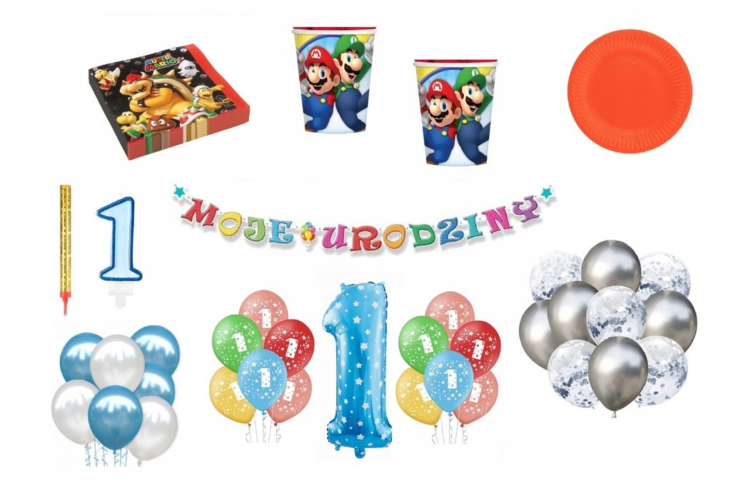 Zestaw Urodzinowy 1 urodziny Super Mario