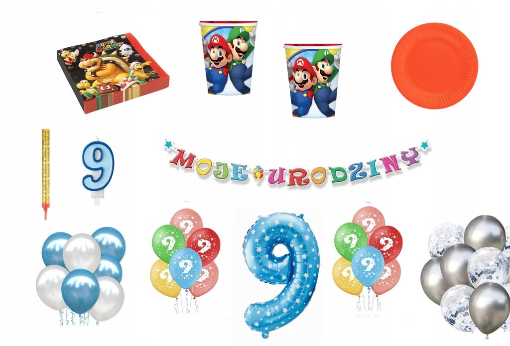 Zestaw Urodzinowy 9 urodziny Super Mario