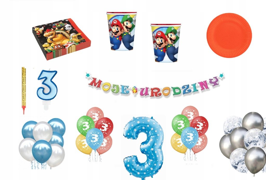 Zestaw Urodzinowy 3 urodziny Super Mario