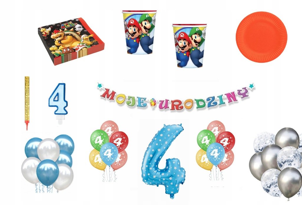 Zestaw Urodzinowy 4 urodziny Super Mario