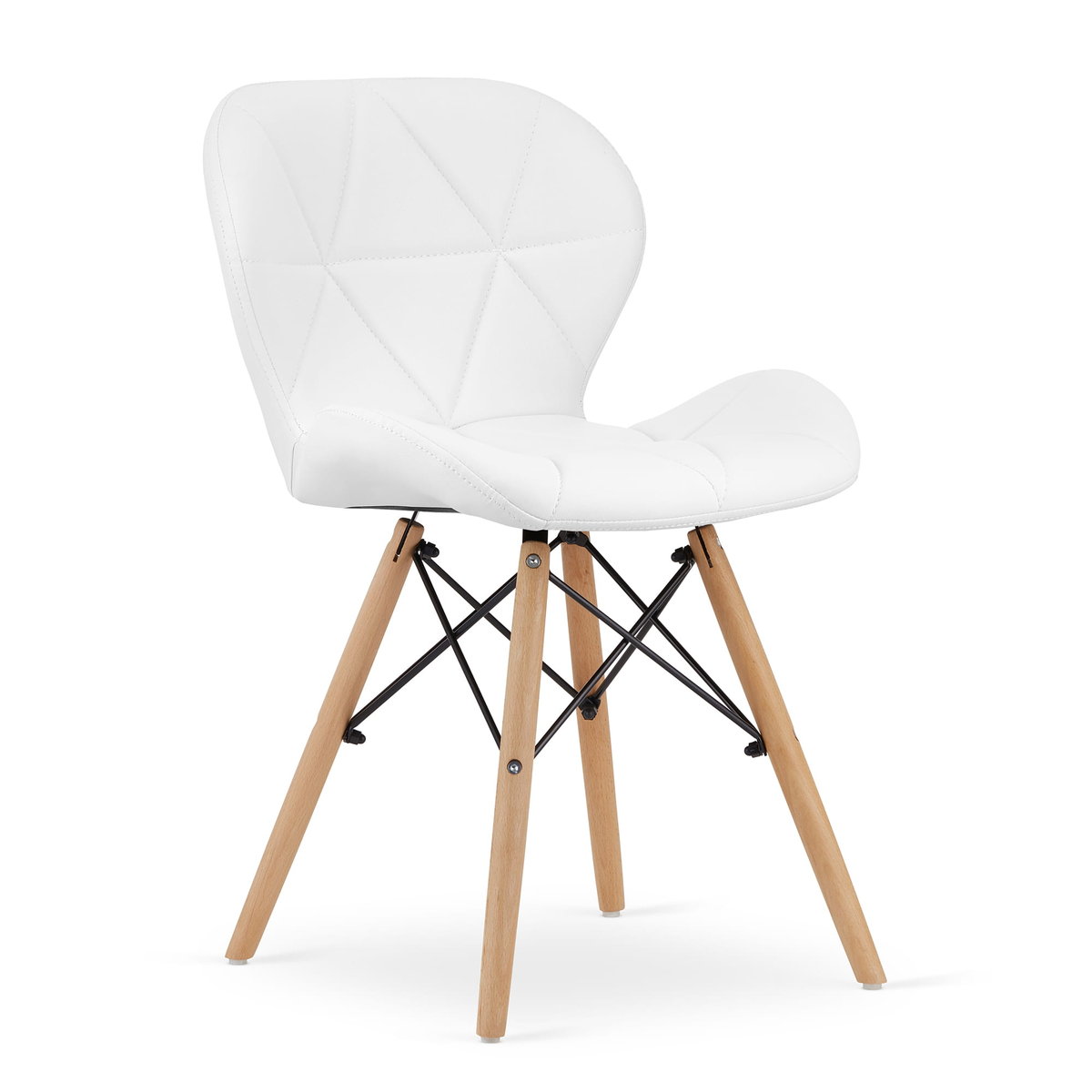 Krzesło LAGO - ekoskóra biała / nogi naturalne