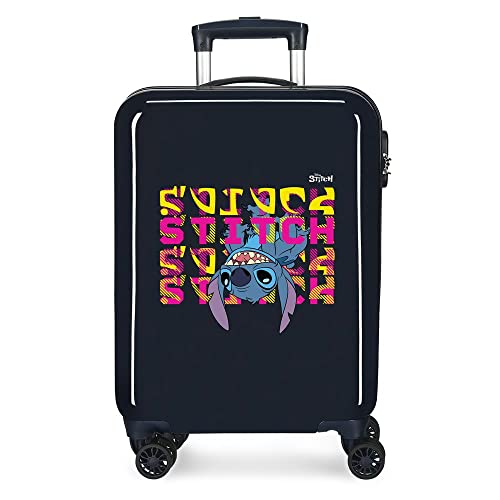 Disney Stitch Naughty Face Down Walizka kabinowa Niebieski 38x55x20 cms Sztywne zapięcie z boku 34L 2 kg 4 koła Podwójne Bagaż Ręczny, niebieski, Talla única, Walizka kabinowa