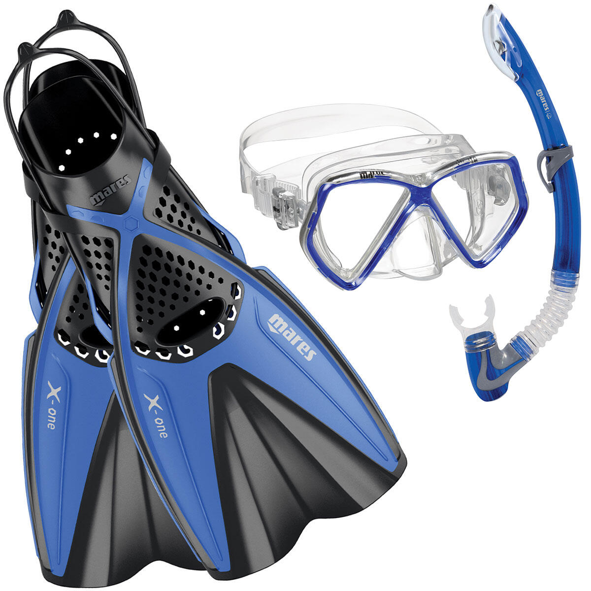Mares X-ONE Pirate fajka do nurkowania-Set, niebieski, XS 410759