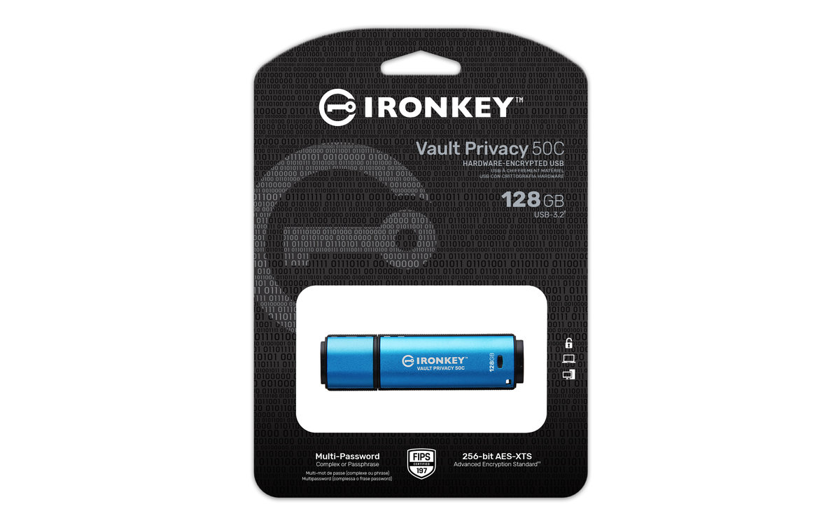 Kingston 128GB IronKey Vault Privacy 50C AES-256 FIPS 197 USB-C