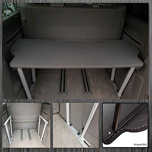 BREMER SITZBEZÜGE Multiflexboard kompatybilny z VW T5 T6 T6.1 Multivan przedłużka łóżka, akcesoria kempingowe, łóżko kempingowe, nakładka do spania, wysokość 51 cm, w zestawie konsole, kolor: szary