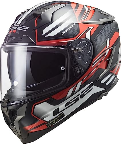 LS2, Kask motocyklowy Challenger Spin czarny czerwony biały, XXS