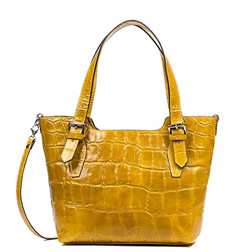 FIRENZE ARTEGIANI. Arezzo Torebka Tote Women.Prawdziwa skóra Zamsz Grawerowany Krokodyl Duży Camoscio 37x10x25 cm. Kolor: Wielbłąd, wielbłąda, Użytkowy