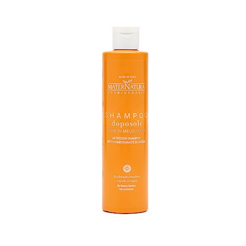 Maternatura, Szampon po opalaniu z kwiatami granatu, zwraca nawilżenie włosów po ekspozycji na słońce, Beauty Routine włosy na morzu, certyfikat Bio Made in Italy - 250 ml