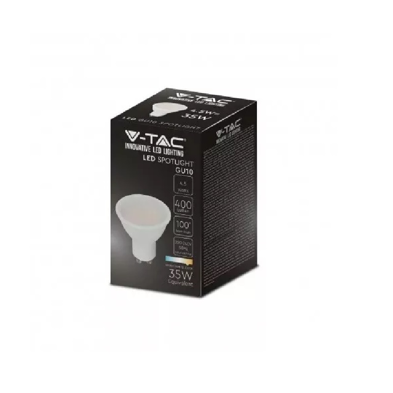 Żarówka LED GU10 4,5W 400lm, barwa: neutralna biel 4000K IP20 ; V-TAC