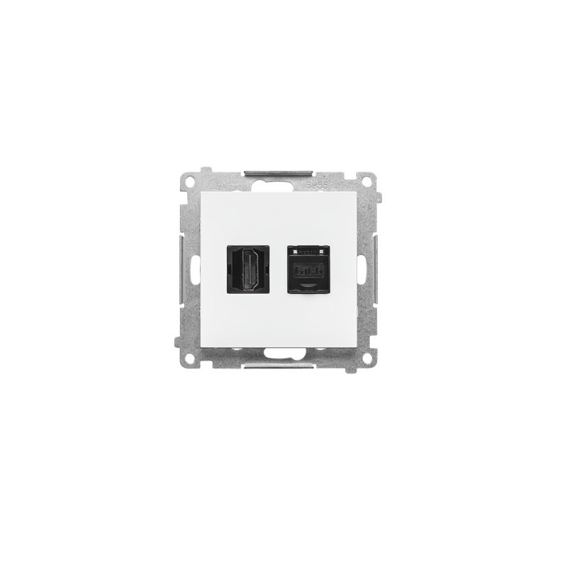 SIMON55 Gniazdo HDMI + RJ45 kat.6. (moduł); Biały mat