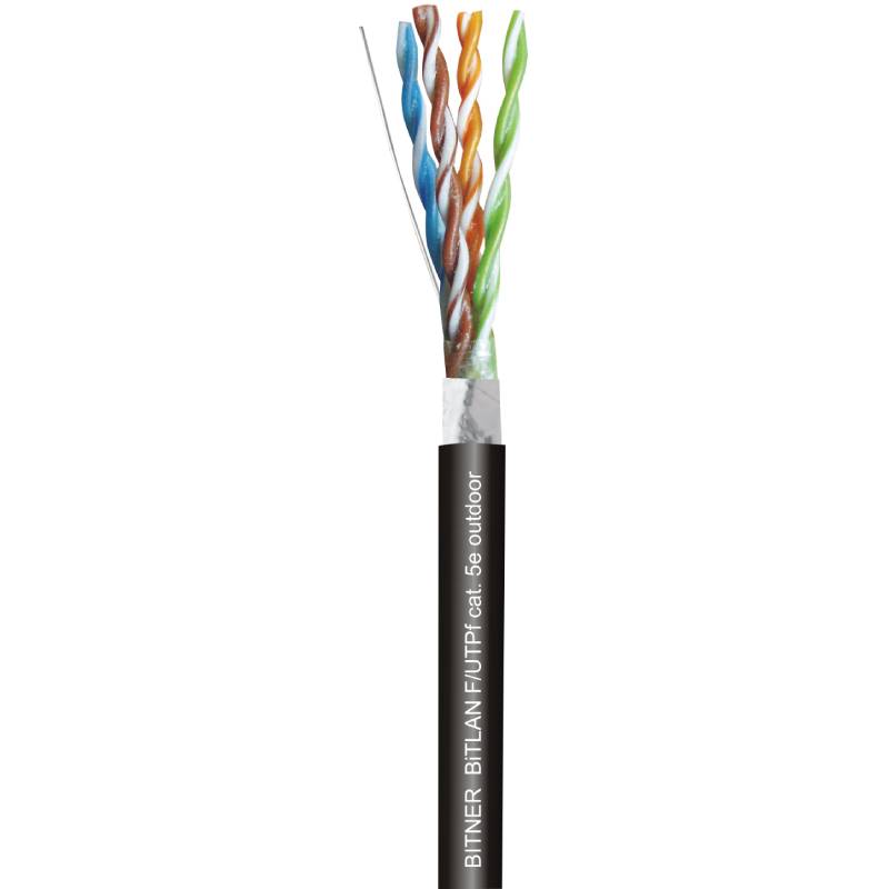 Kabel do sieci teleinformatycznych, ekranowany, zewnętrzny, żelowany, ziemny F/UTPf 4x2x24AWG (0,5) cat. 5e outdoor 200MHz, skrętka foliowana FTP, BiTLAN; BITNER