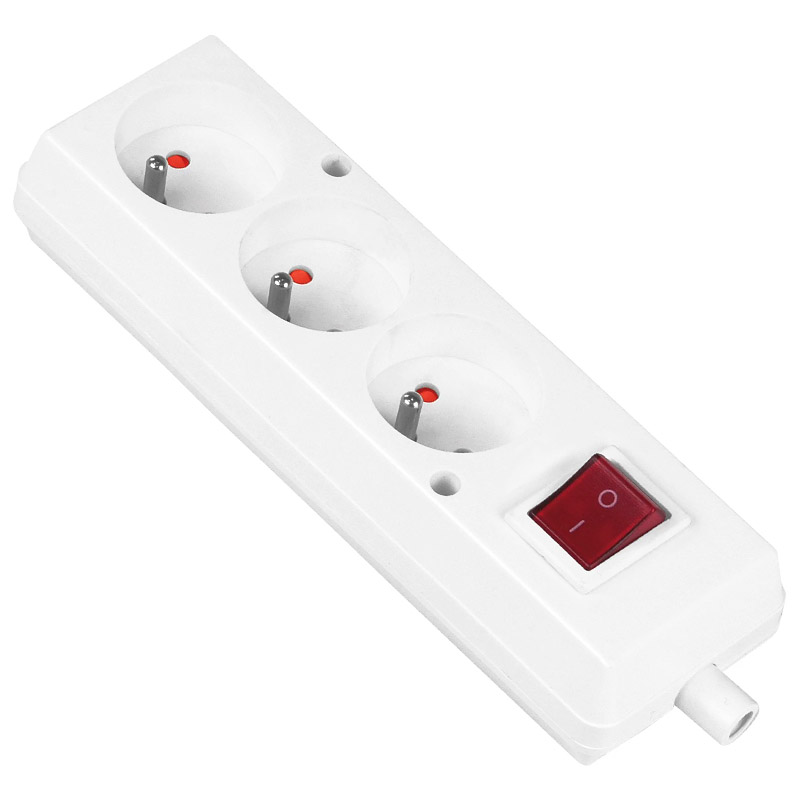 Gniazdo wtyczkowe przenośne trzykrotne białe 3x2p+Z z wyłącznikiem 16A, 250V, rozbieralne, GN-370WS