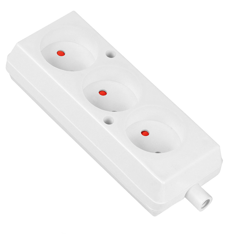 Gniazdo przenośne trzykrotne b/u 3x2P 16A, biały, GN-360