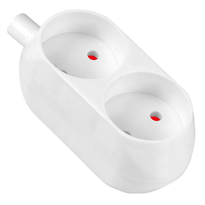 Gniazdo wtyczkowe przenośne dwukrotne 2x2p, białe, GN-260