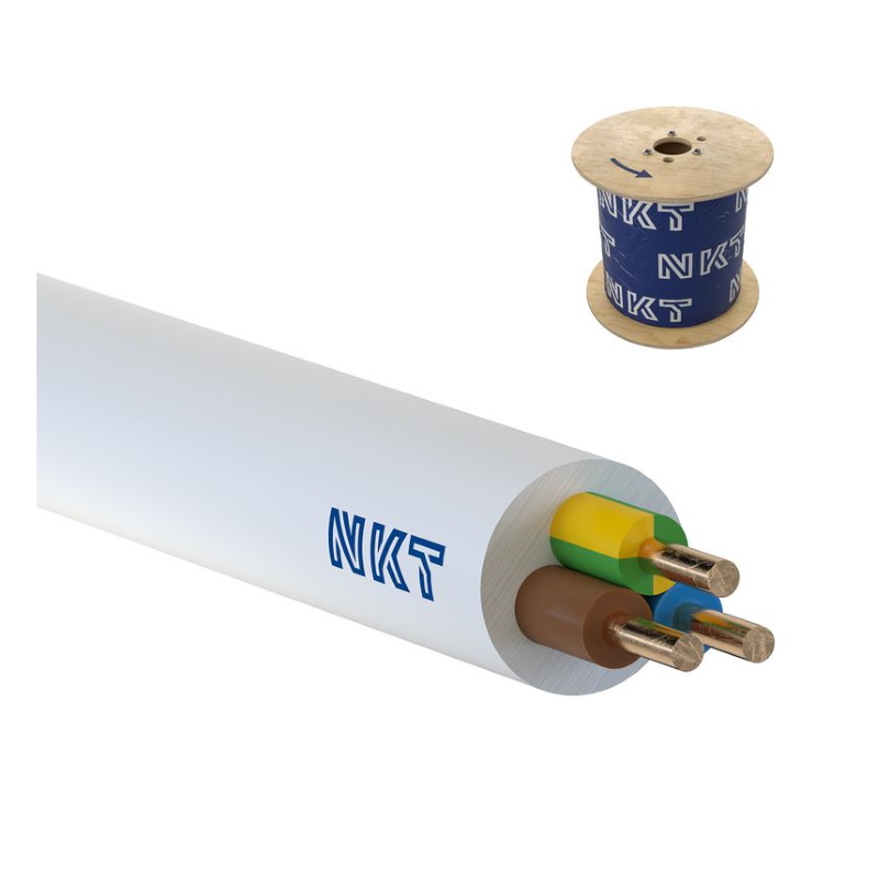 Przewód YDY 5x2,5 żo 450/750V biały, bęben 500mb, NKT Cables