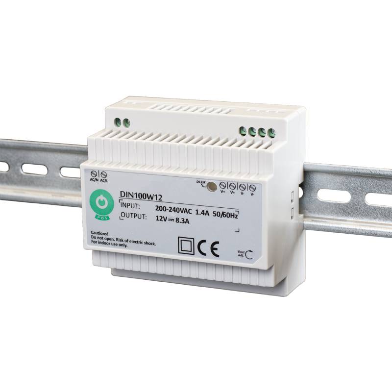 Zasilacz DIN 12V/8.3A 100W plastic na szynę TH