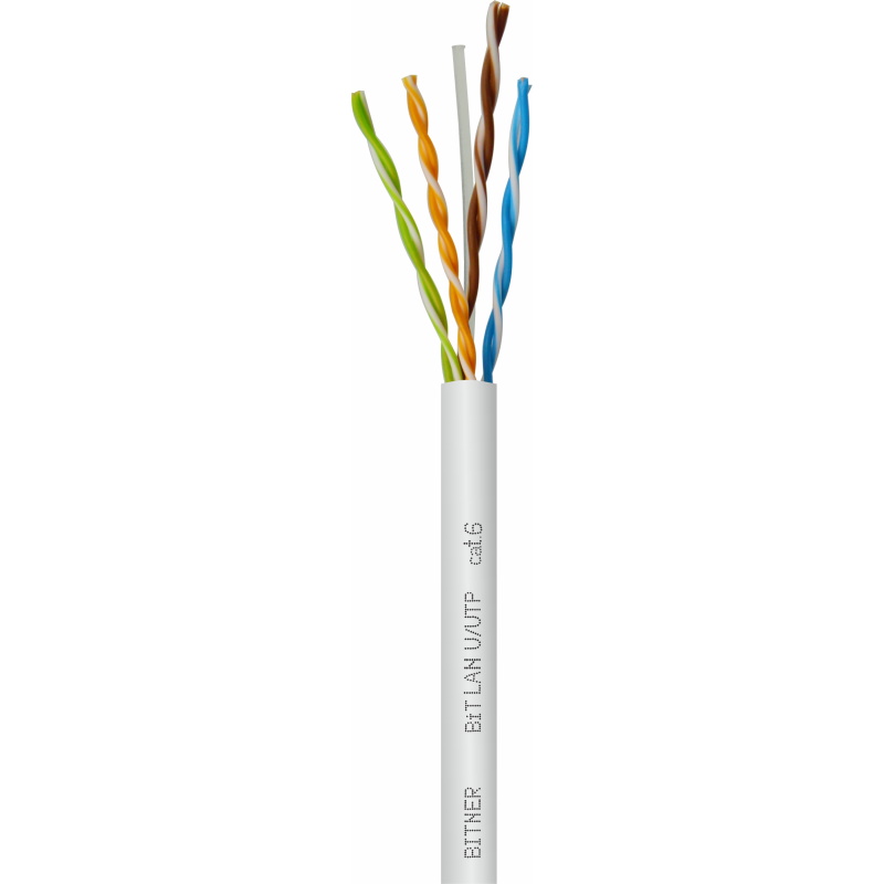Kabel do sieci teleinformatycznych U/UTP 4x2x23 AWG (0,54) cat. 6 350MHz, skrętka nieekranowana UTP, BiTLAN, szpula=500m