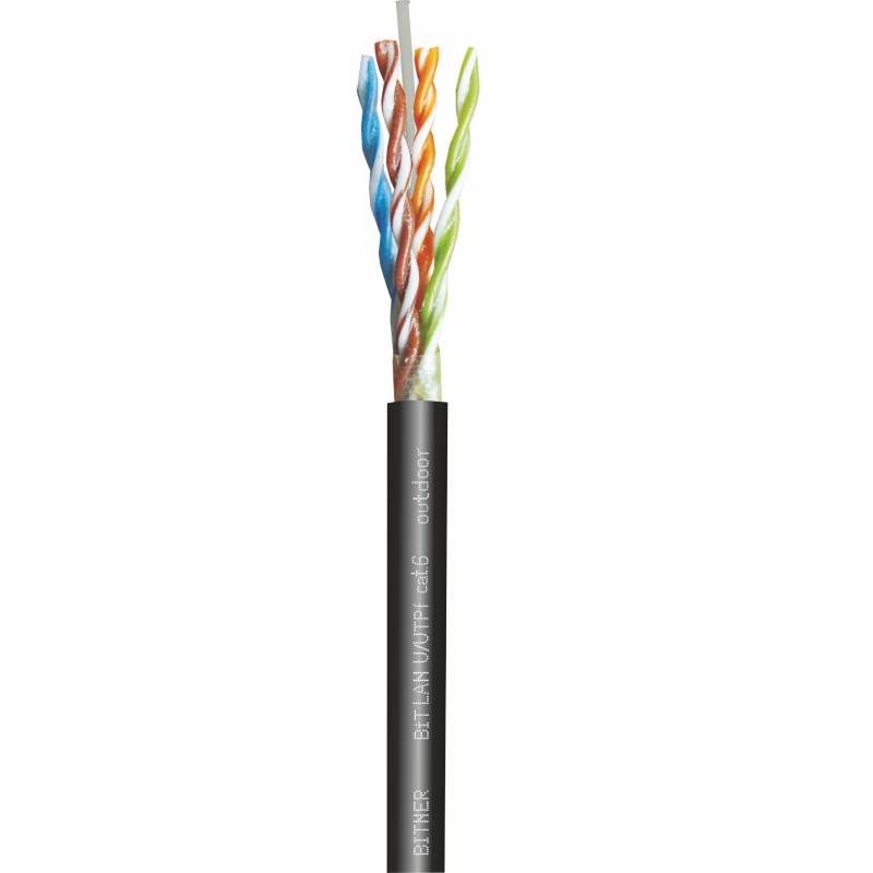 Kabel do sieci teleinformatycznych zewnętrzny, żelowany, ziemny U/UTPf 4x2x23 AWG (0,54) cat. 6 outdoor 350MHz, skrętka nieekranowana UTP, BiTLAN, szpula=500m; BITNER