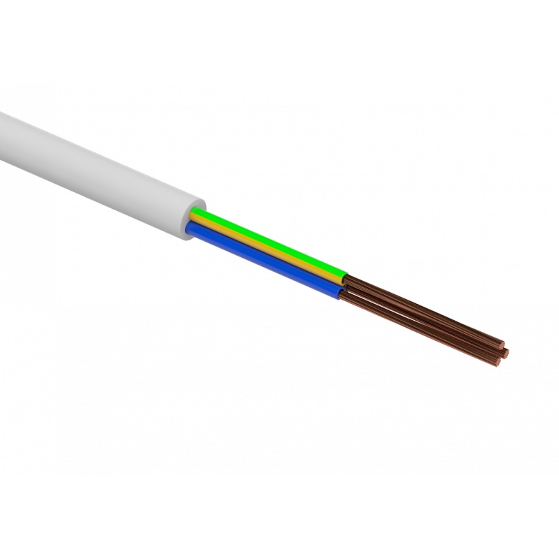 Przewód OWY 3x2,5 żo H05VV-F oponowy, warsztatowy 300/500V, BIAŁY, szpula 500m zwrotna; ZAMEL