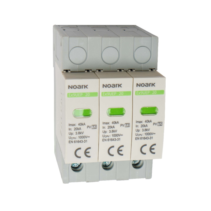 Ograniczniki przepięć Ex9UEP 20 3P 1000 (N) typ II, 1000 V DC, 3 moduły szer., dla nieuziemionych systemów PV