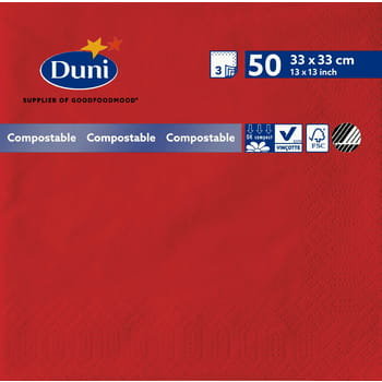 Duni Sales Poland SERWETKI 33/3W CZERWONE TISSUE 50 SZT. (154494)