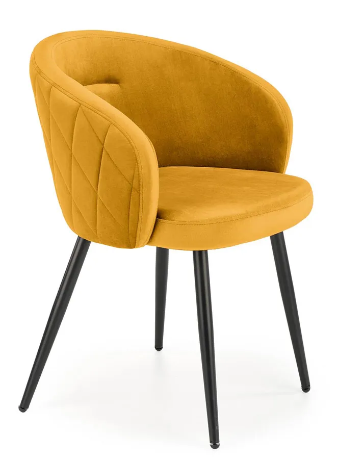 Musztardowe pikowane krzesło nowoczesne T7-E78