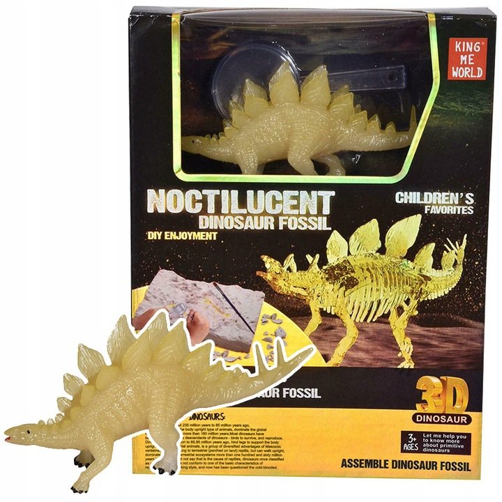 Skamielina Dinozaur Szkielet Stegozaur 3D Świeci