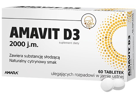 Amavit D3 2000 j.m. 60 tabletek ulegających rozpadowi w jamie ustnej