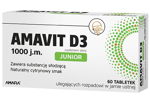 AMAVIT D3 Junior 1000 j.m., 60 tabletek ulegających rozpadowi w jamie ustnej