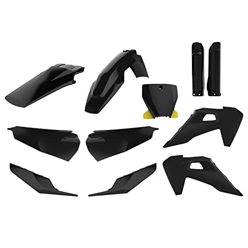 POLISPORT 91122 - Zestaw replik z tworzyw sztucznych MX firmy Polisport dla osób poszukujących jakości OEM do motocykli Husqvarna w kolorze czarnym