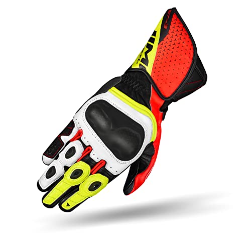 SHIMA ST-3 Rękawiczki motocyklowe Męskie | Rękawice Touchscreen, Lato, Skórzane Sport z Ochraniaczem Węgla Knoki, Suwak Palm i Palm, Wzmocniona Palma (Fluo, XXL)