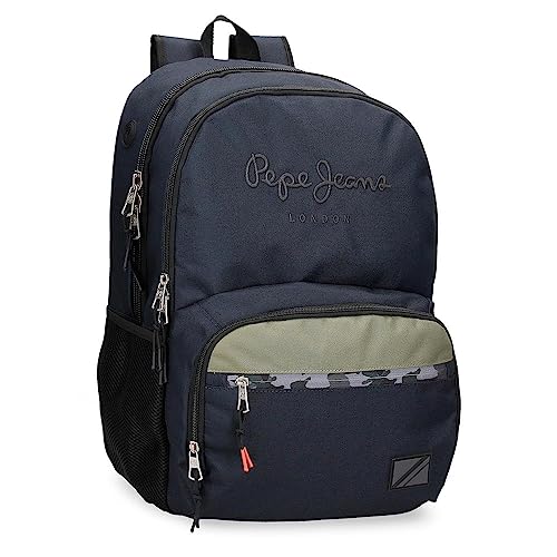 Pepe Jeans Cromwell Plecak szkolny Podwójna komora Czarny 33x46x15 cms Poliester 22,77L, czarny, Talla única, Podwójny plecak szkolny